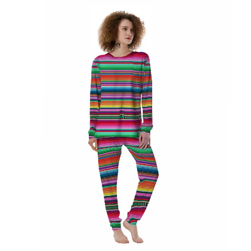 Blanket Stripe Ethnic Serape Print Women's Pajamas Best pajama sets for girls' night