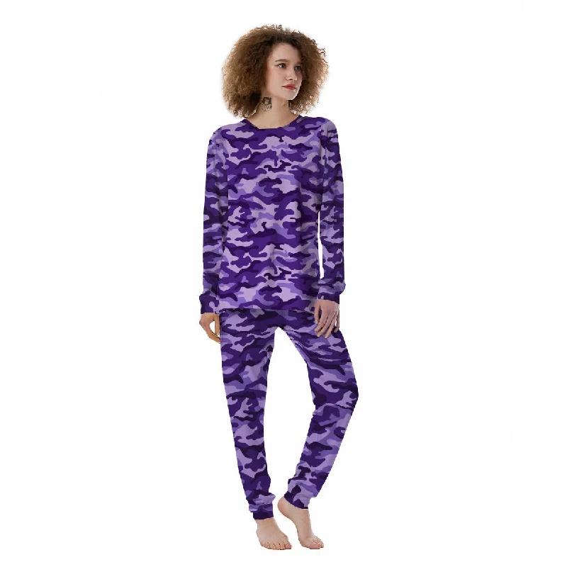 Camouflage Purple Print Pattern Women's Pajamas Summer pajama sets