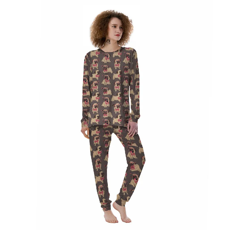 Cute Pug Print Pattern Women's Pajamas Jogger pajama sets