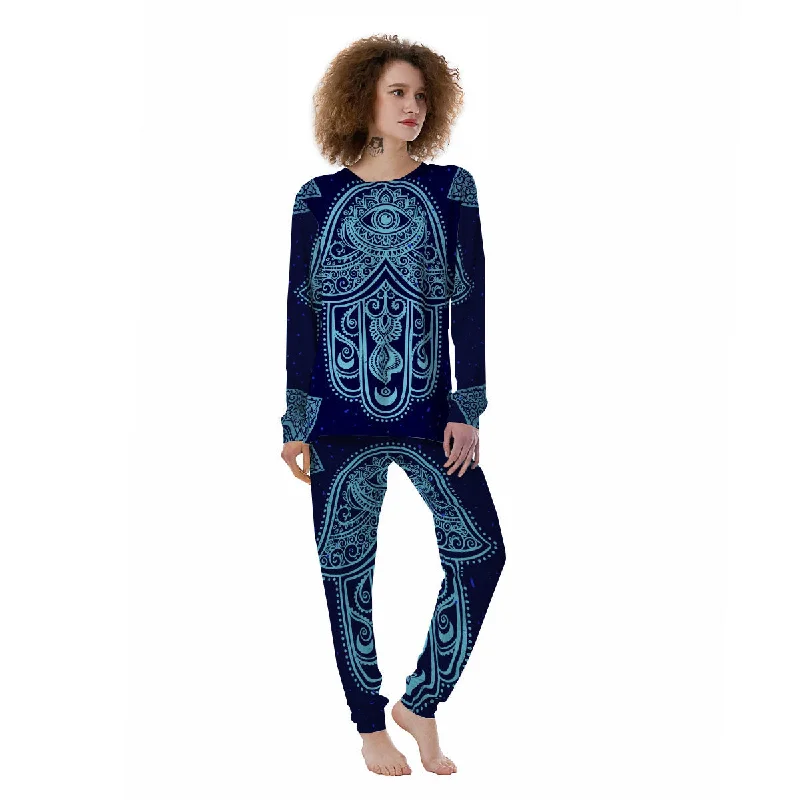 Hand Indian Hamsa Print Women's Pajamas Short sleeve pajama sets