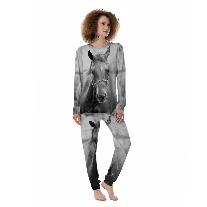 Horse Monochrome Print Women's Pajamas Boho pajama sets