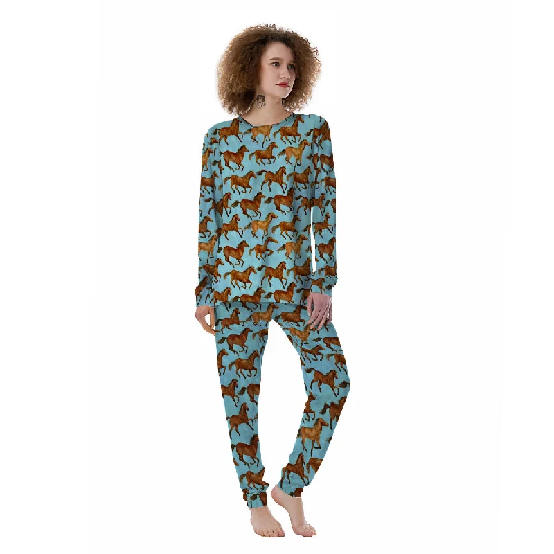 Horse Watercolor Print Pattern Women's Pajamas Loungewear pajama sets