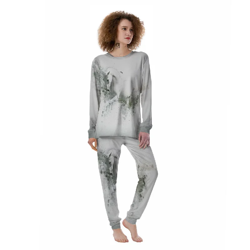 Horse White Stallion Print Women's Pajamas Camisole pajama sets