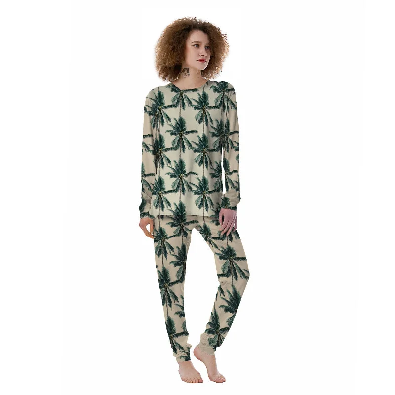 Palm Tree Tropical Print Pattern Women's Pajamas Sleeveless pajama sets