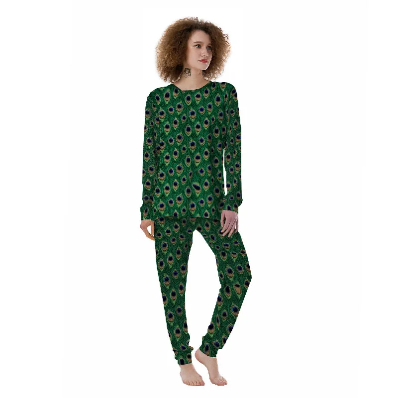 Peacock Tail Print Women's Pajamas Summer pajama sets