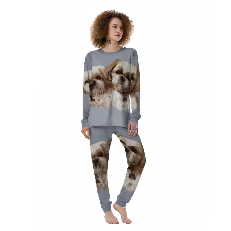 Portrait Shih Tzu Print Women's Pajamas Best pajama sets for hot sleepers