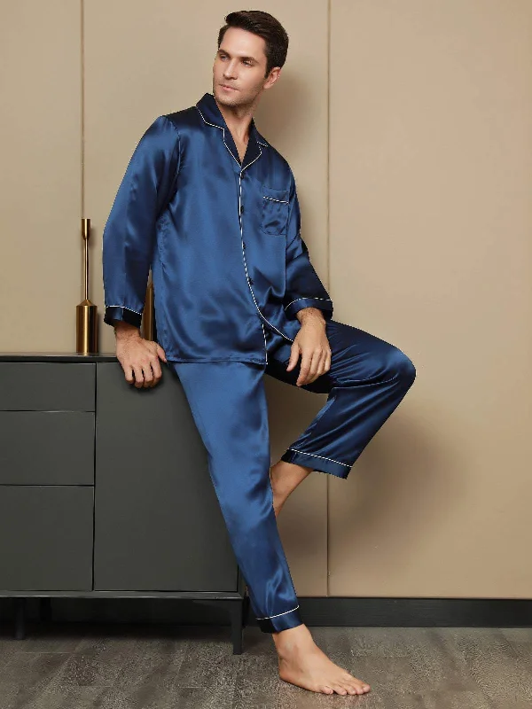 Pure Silk Men‘s Lapel Pajama Set 2Pcs Macy’s pajama sets