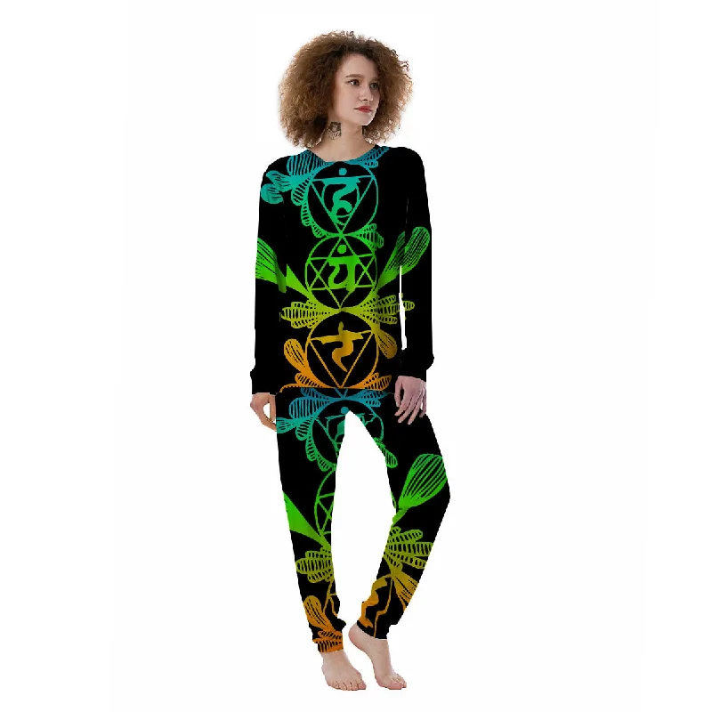 Seven Chakras Spiritual Print Women's Pajamas Affordable pajama sets