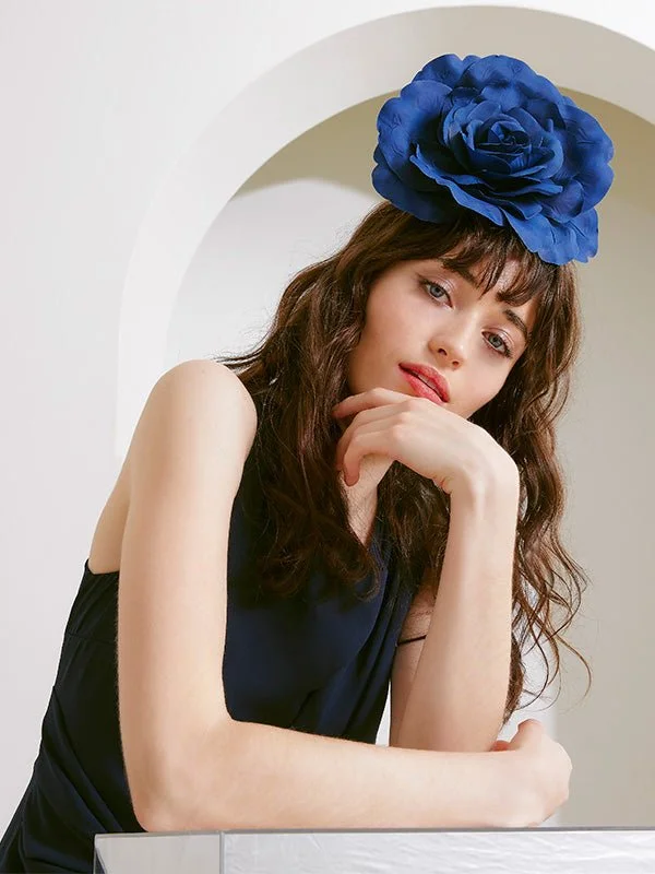 Camilla Navy Headpiece Bridal Satin Set