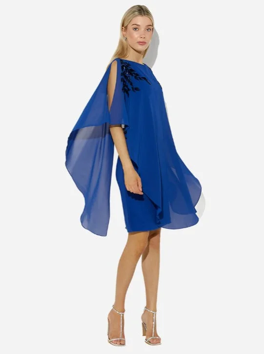 Celine Sapphire Chiffon Overlay Dress Cozy Satin Gown