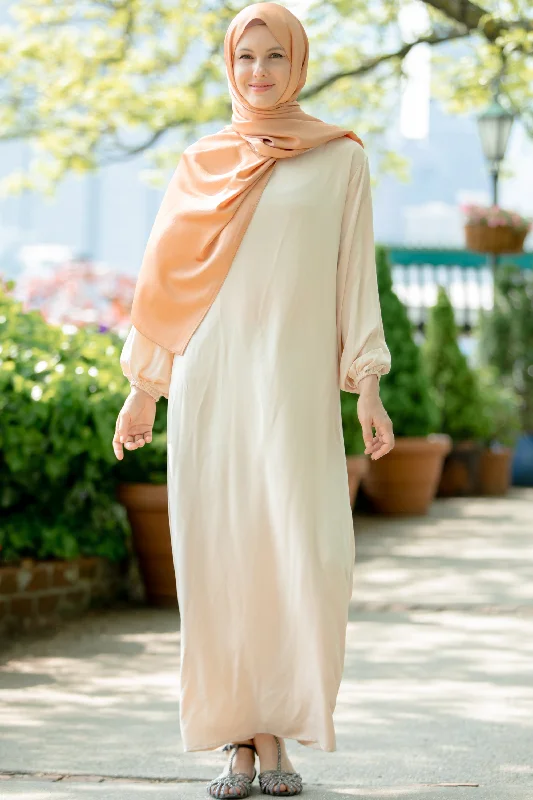 Cream Abaya-CLEARANCE Elegant Satin Robe