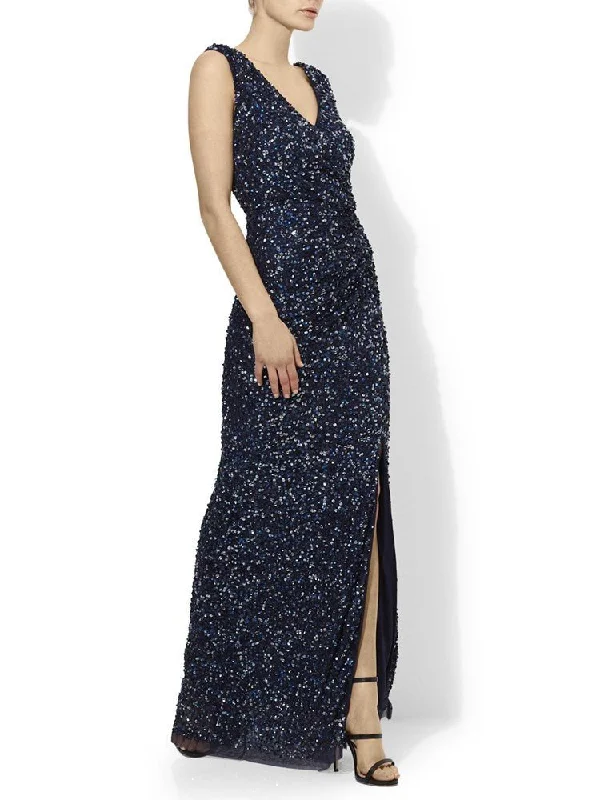 Layla Navy Hand Beaded Gown Soft Cotton Gown