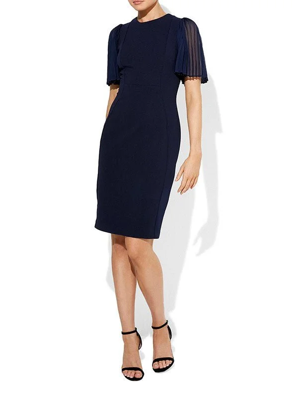 Layne Navy Crepe Dress Lace Satin Gown