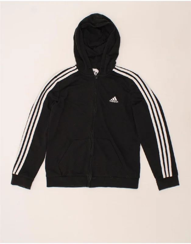 ADIDAS Womens Zip Hoodie Sweater UK 12/14 Medium  Black Cotton Zip-up sweaters