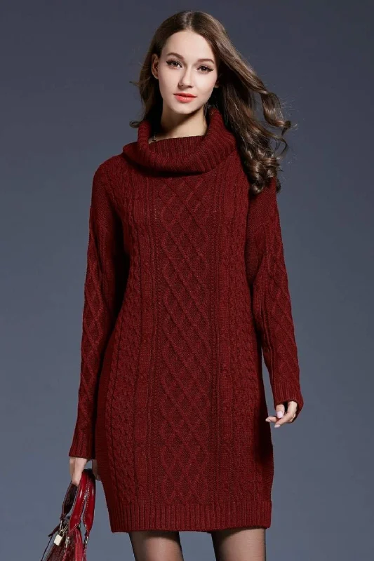 FZ Women's Knit Dropped Shoulder Sweater Dress Edgy sweaters