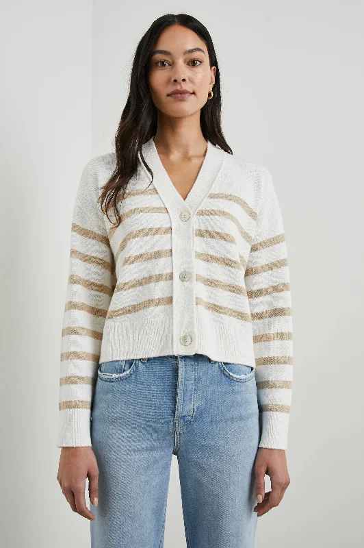 GENEVA CARDIGAN - SAND STRIPE Fashionable sweaters