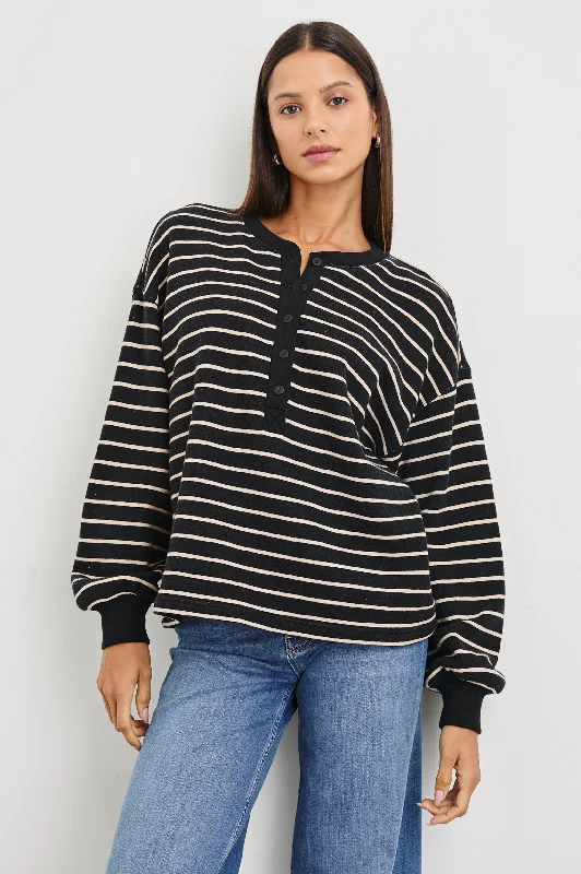 JOAN SWEATSHIRT - BLACK IVORY STRIPE UV protection sweaters