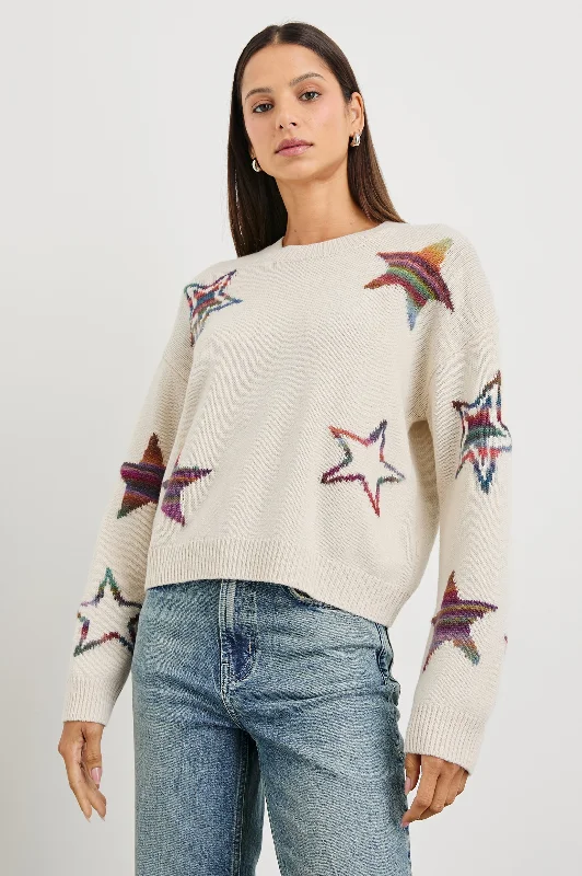 PERCI SWEATER - IVORY RAINBOW MULTI STARS Cropped sweaters