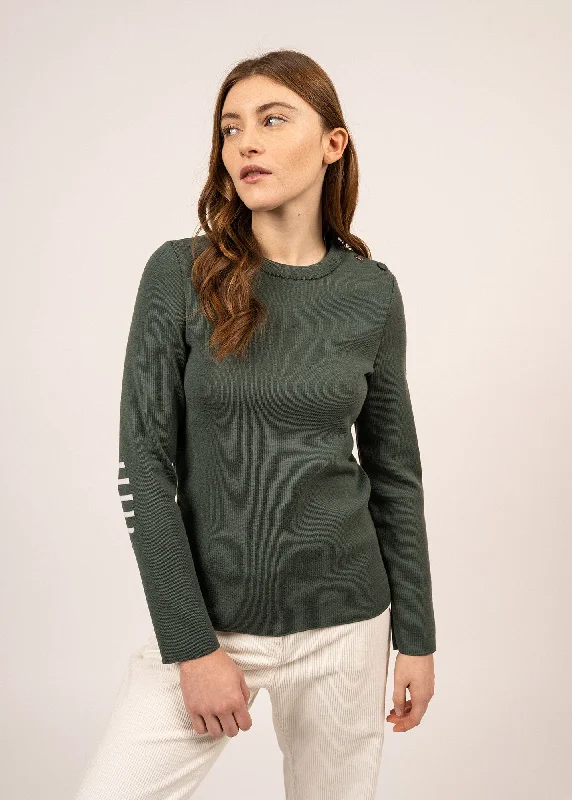 Pull marin uni Brégançon - coudières marinières, en maille de laine (VEGETAL) Zara sweaters