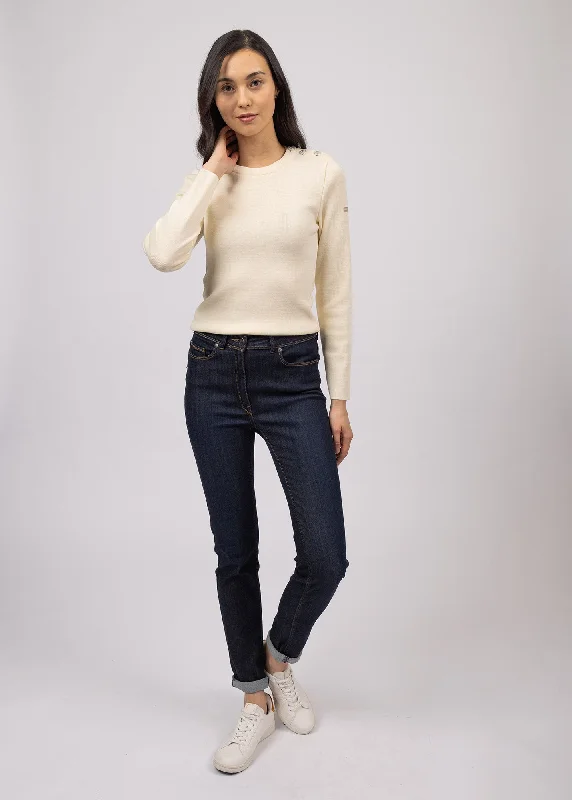 Pull marin uni Marée - coupe ajustée, en maille de laine (ECUME) Oversized sweaters