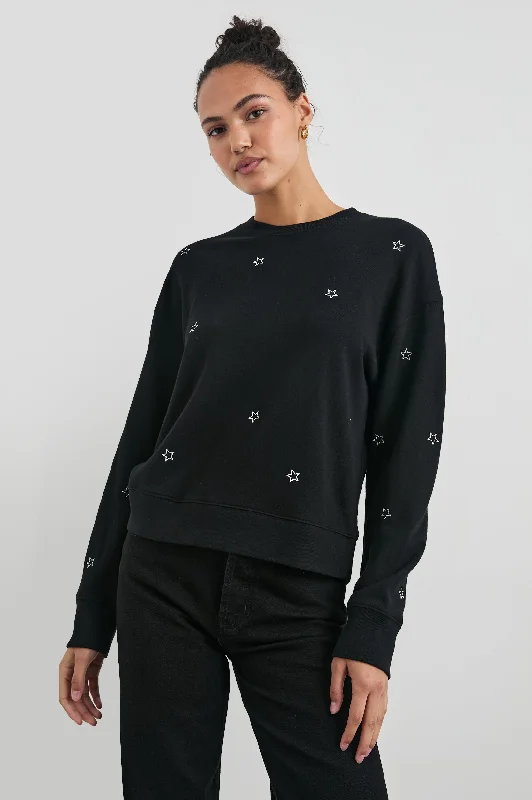 RAMONA SWEATSHIRT - BLACK SILVER STAR EMBROIDERY Outdoor sweaters