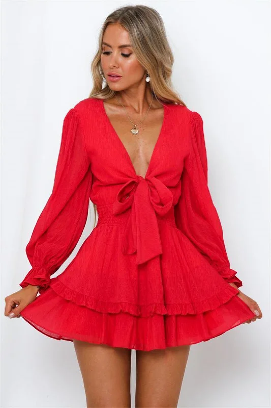 Hot In Here Pleated Chiffon Dress - Red - FINAL SALE Luxury mini dresses