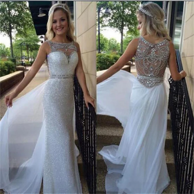 Long Sheath Sleeveless Prom Dresses, Sparkle Prom Dresses, Elegant Prom Dresses, Gorgeous Wedding Dresses, WD0127 Timeless Wedding Dress