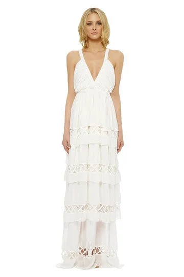 Mara Hoffman Gaia silk chiffon lattice gown Full Skirt Wedding