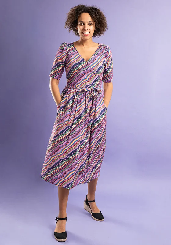 Joy Rainbow Squiggles Print Midi Dress Expensive midi dresses