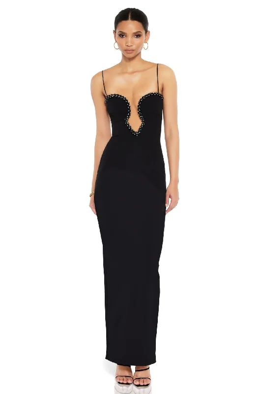 Nookie Adorn Pearl Gown - Black Clubbing midi dresses