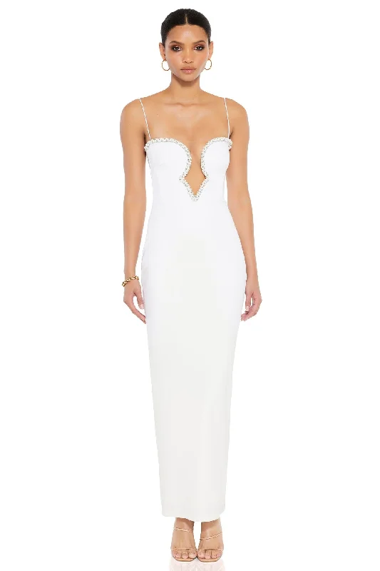 Nookie Adorn Pearl Gown - White Luxury midi dresses