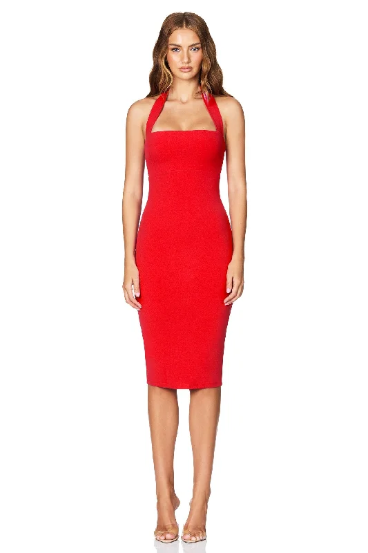 Nookie Boulevard Midi Dress - Cherry Off-shoulder midi dresses