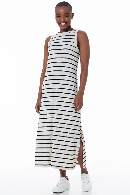 Striped Midi Dress _ 152163 _ Stone Boohoo midi dresses