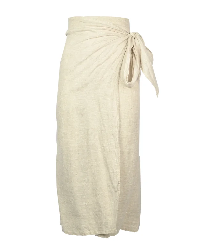 Beige Linen Wrap Skirt Cotton unclassified skirts