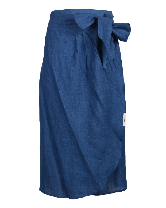 Blue Linen Wrap Skirt Mermaid unclassified skirts