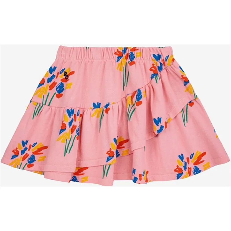 Bobo Choses Fireworks All Over Ruffle Skirt Mini Pink Soft Denim Skirt