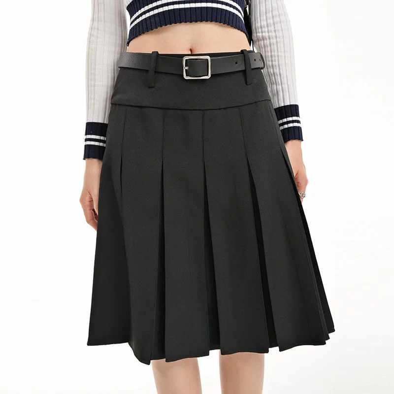 High Waist A Line Pleated Skirt Gothic unclassified skirts