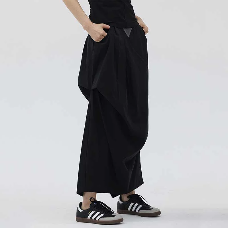 Irregular Pleated Puffy Straight Parachute Skirt Leather unclassified skirts