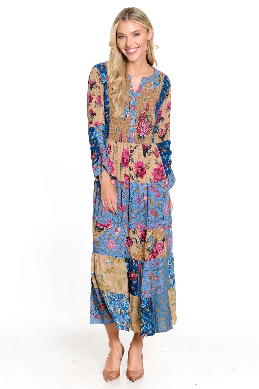 Blue Floral Tiered Maxi Dress Date night maxi dresses