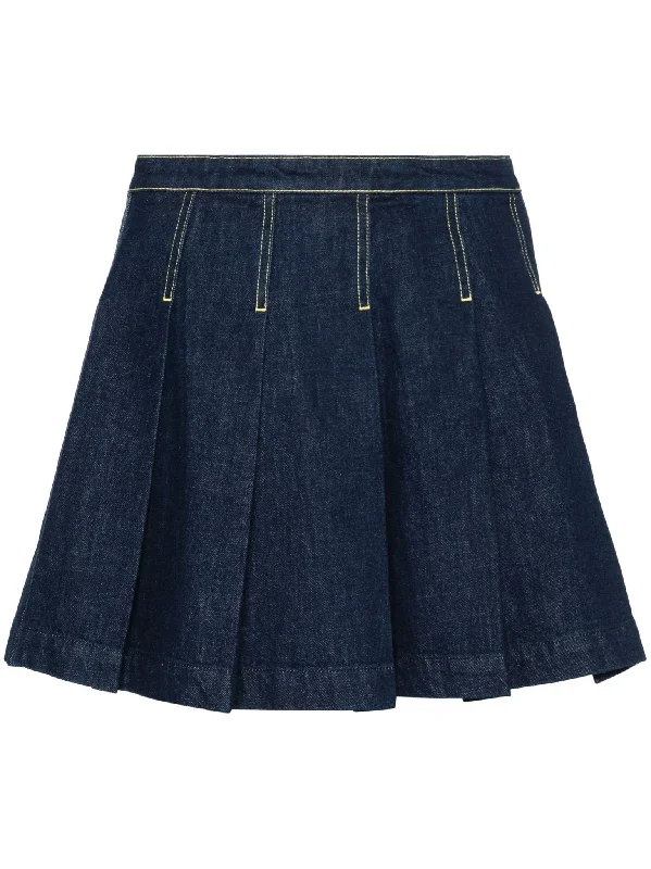 pleated denim mini skirt Lace Detail Mini Skirt