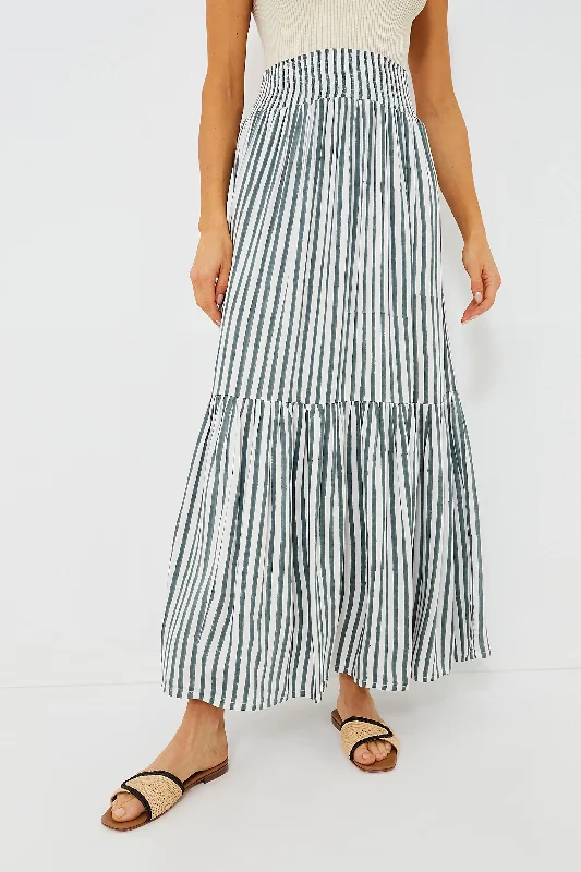 Moss Stripe Shirred Skirt Luxury unclassified skirts