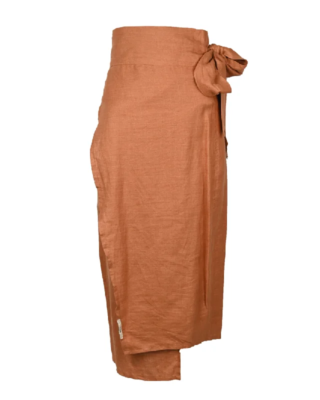 Orange Linen Wrap Skirt Designer unclassified skirts