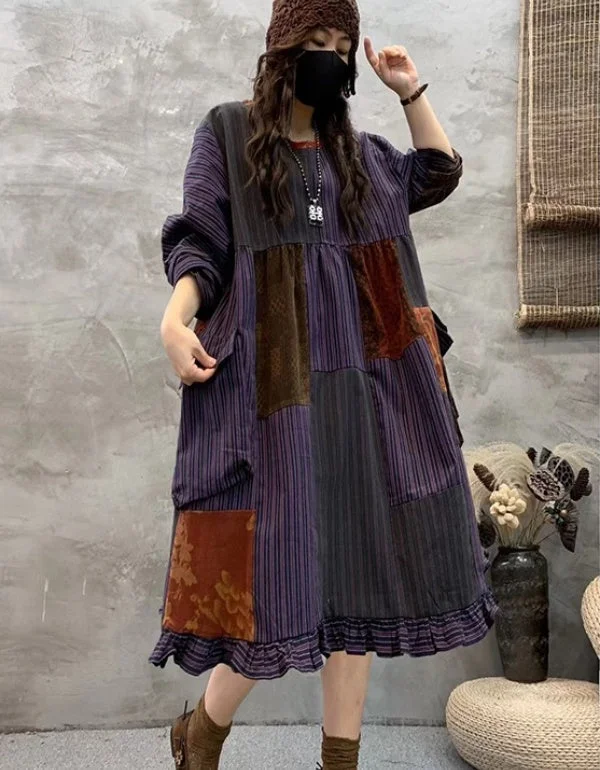 Round Neck Pullover Long Sleeve Loose Dress Clubbing maxi dresses