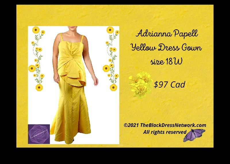 Adrianna Papell Gorgeous Yellow dress gown 18W Edgy party dresses