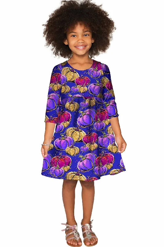 BOOtiful Pumpkin Gloria Cute Printed Empire Waist Party Dress - Girls Graduation party dresses