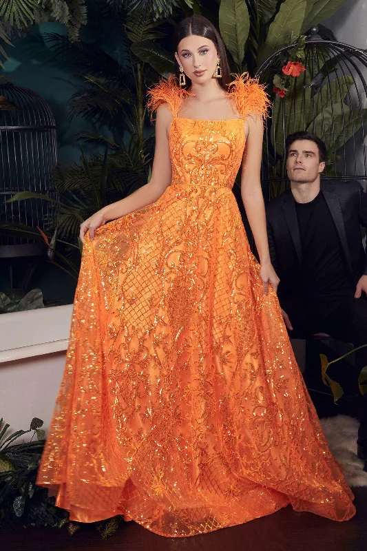 Cinderella Divine KV1076 Long Orange Evening Gown Elegant party dresses