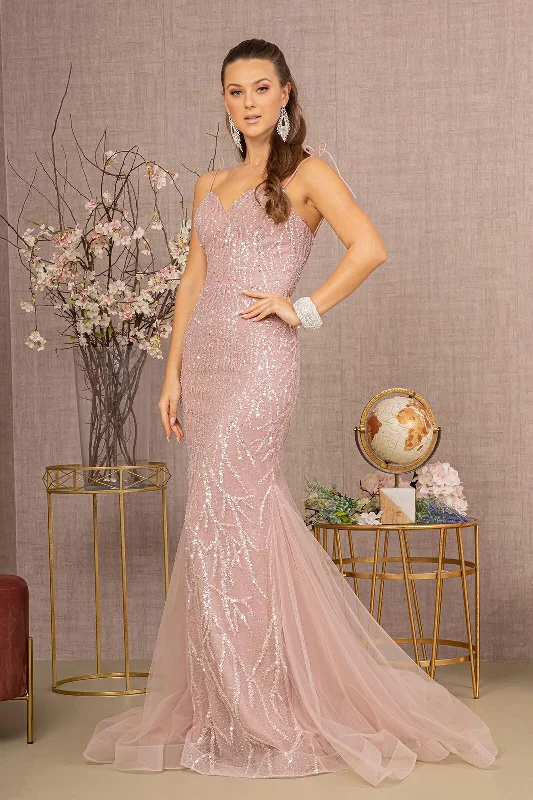 Long Spaghetti Strap Trumpet Prom Gown Glamorous party dresses