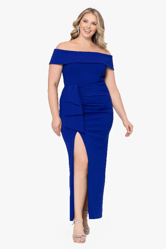 Plus "Camila" Long Off the Shoulder Slit Gown Casual party dresses