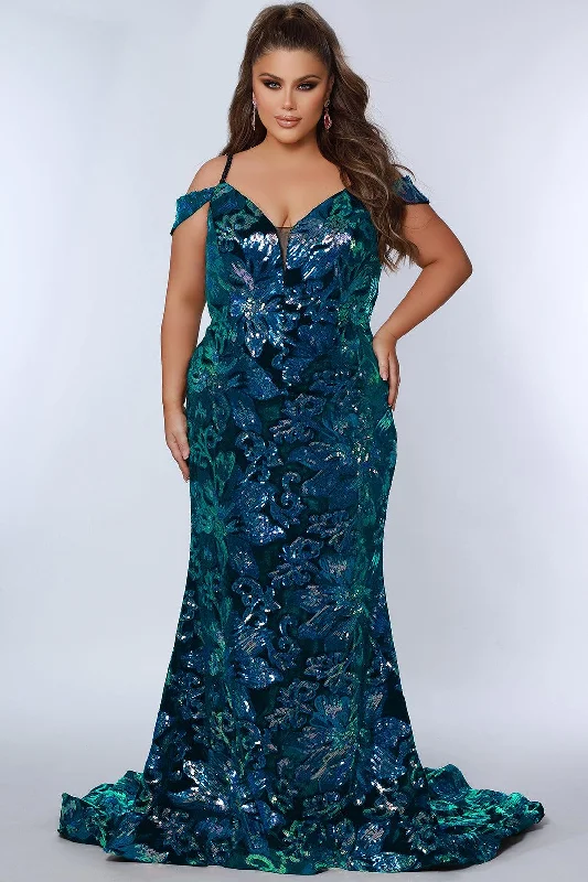 Sydneys Closet JK2302 Prom Plus Size Long Formal Evening Gown Velvet party dresses