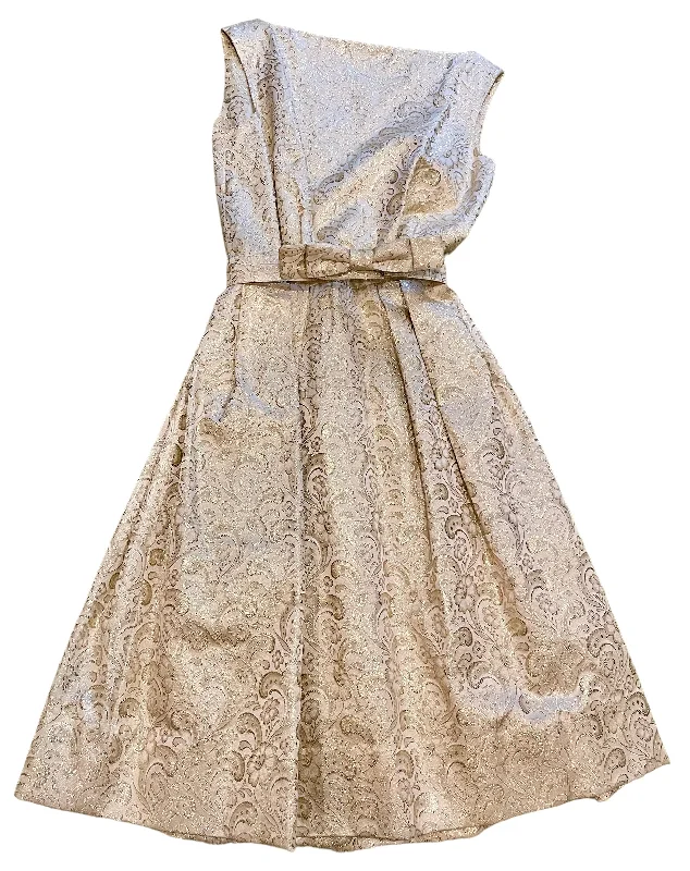 1950's Gold Dress Floral unclassified dresses